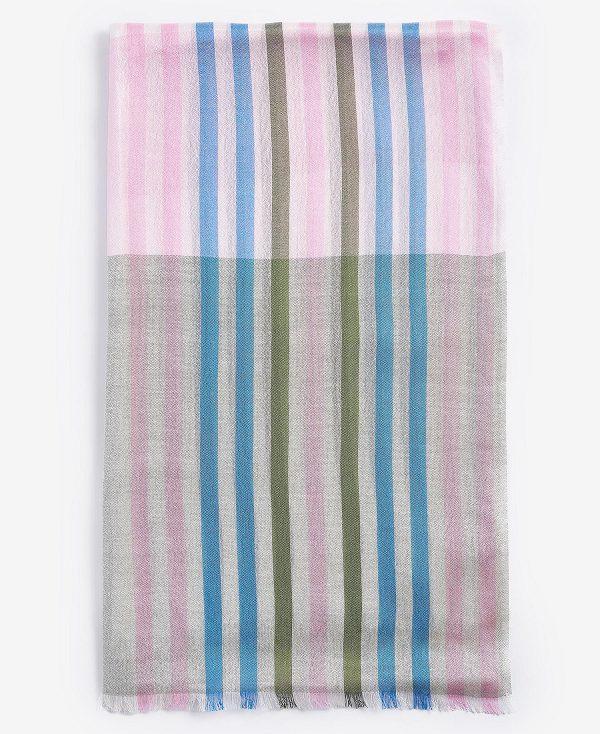 Barbour Kendra Check & Stripe Scarf Flerfarvede | BABO90072