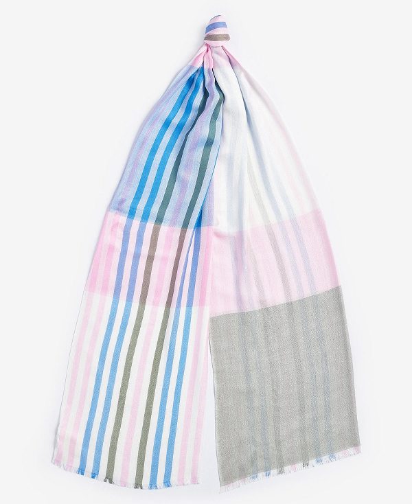 Barbour Kendra Check & Stripe Scarf Flerfarvede | BABO90072