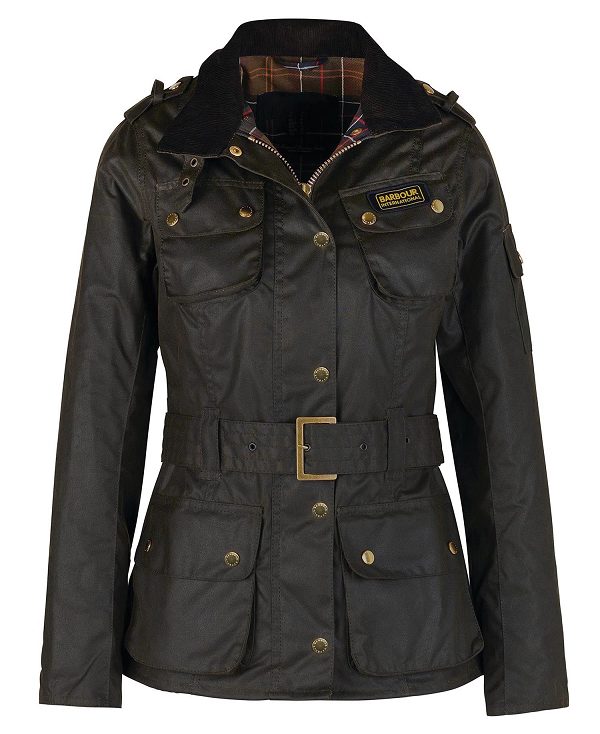 Barbour Ladies International Waxed Jacket Olivengrøn | BABO89192