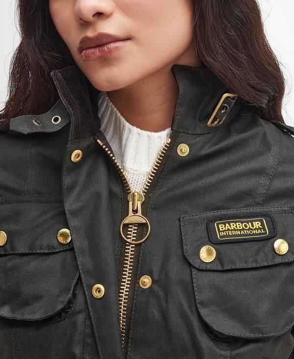 Barbour Ladies International Waxed Jacket Olivengrøn | BABO89192