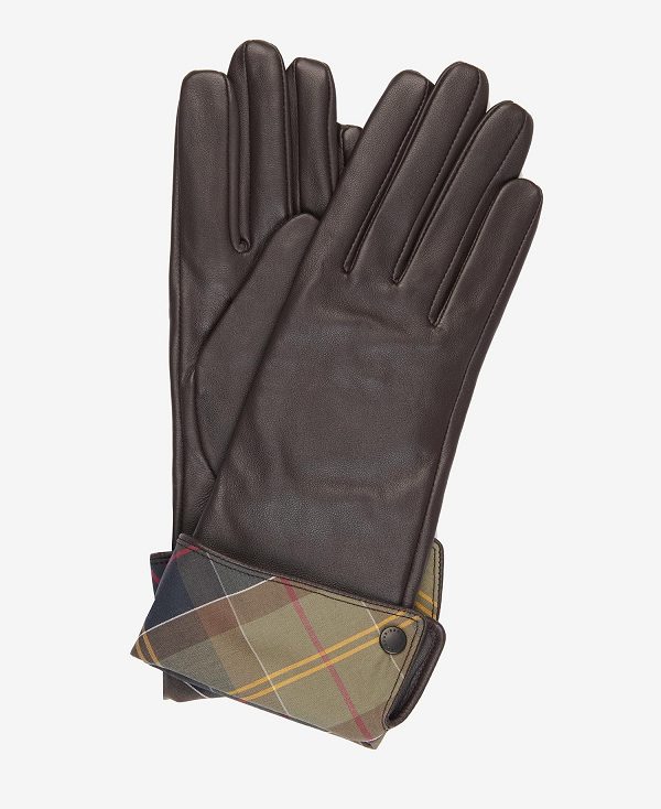 Barbour Lady Jane Leather Gloves Brune | BABO90055