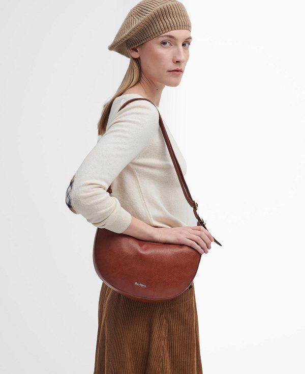 Barbour Laire Leather Half-moon Bag Brune | BABO89989