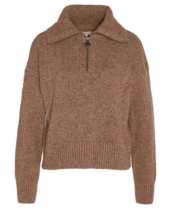 Barbour Lavensdale Half-zip Jumper Beige | BABO89745