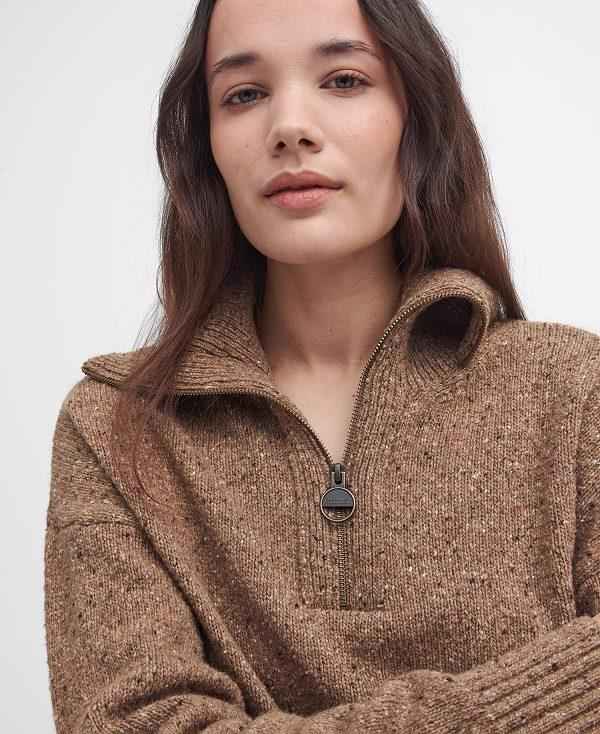 Barbour Lavensdale Half-zip Jumper Beige | BABO89745