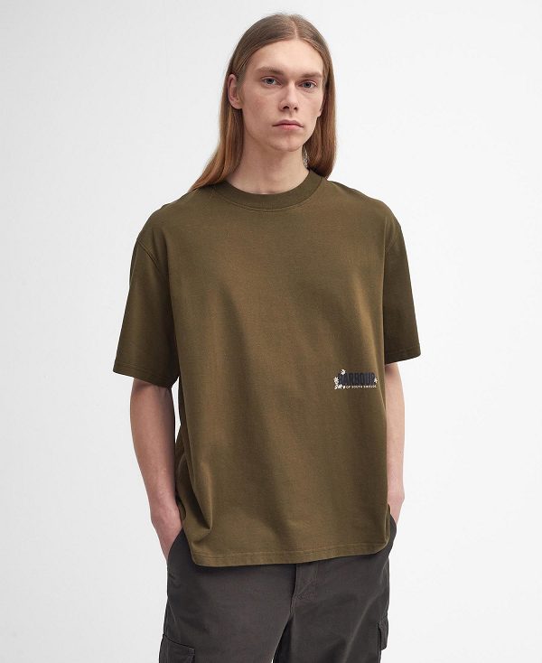 Barbour Leonard Oversized Graphic T-shirt Grøn | BABO88408