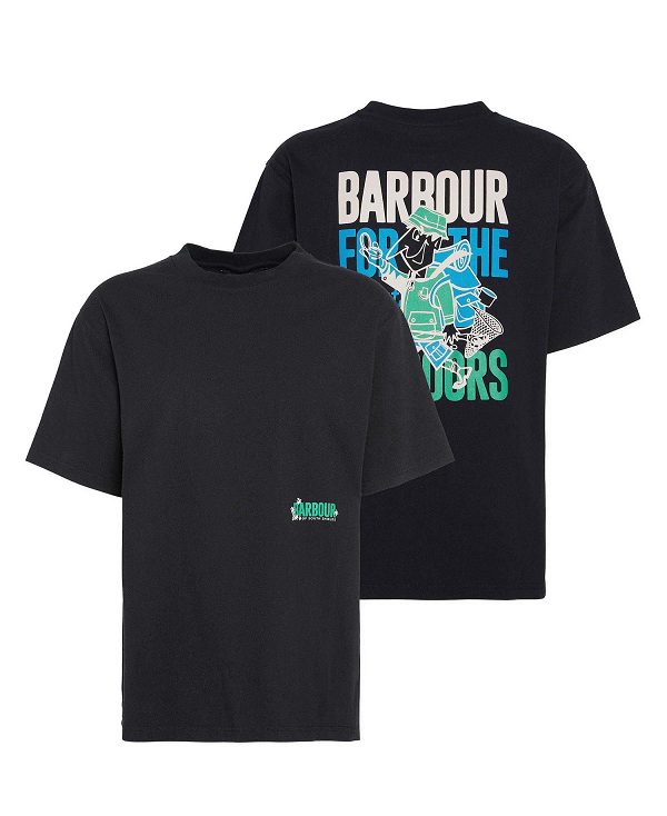 Barbour Leonard Oversized Graphic T-shirt Sort | BABO88410