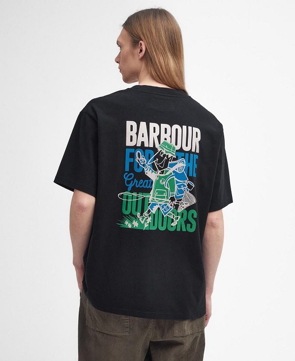 Barbour Leonard Oversized Graphic T-shirt Sort | BABO88410