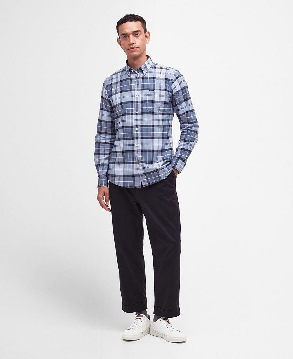 Barbour Lewis Tailored Long-sleeved Shirt Blå | BABO87718