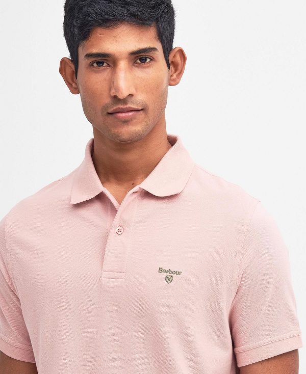 Barbour Lightweight Sports Polo Shirt Lyserød Hvide | BABO88091