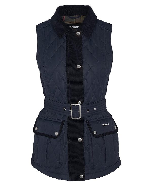 Barbour Lily Belted Gilet Mørkeblå | BABO89445