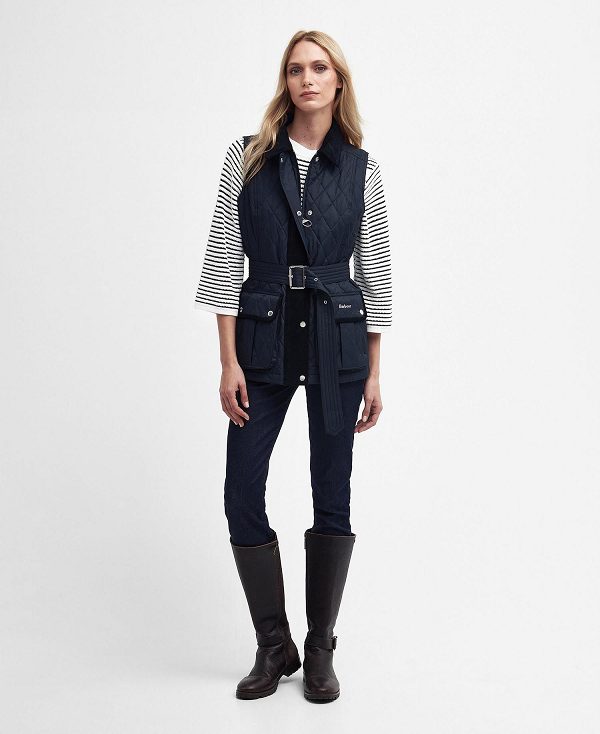 Barbour Lily Belted Gilet Mørkeblå | BABO89445