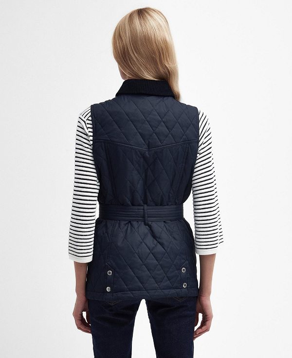 Barbour Lily Belted Gilet Mørkeblå | BABO89445