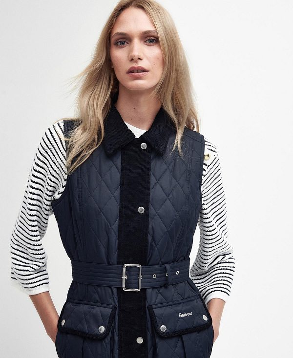 Barbour Lily Belted Gilet Mørkeblå | BABO89445