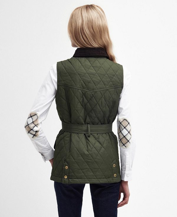 Barbour Lily Belted Gilet Olivengrøn | BABO89444