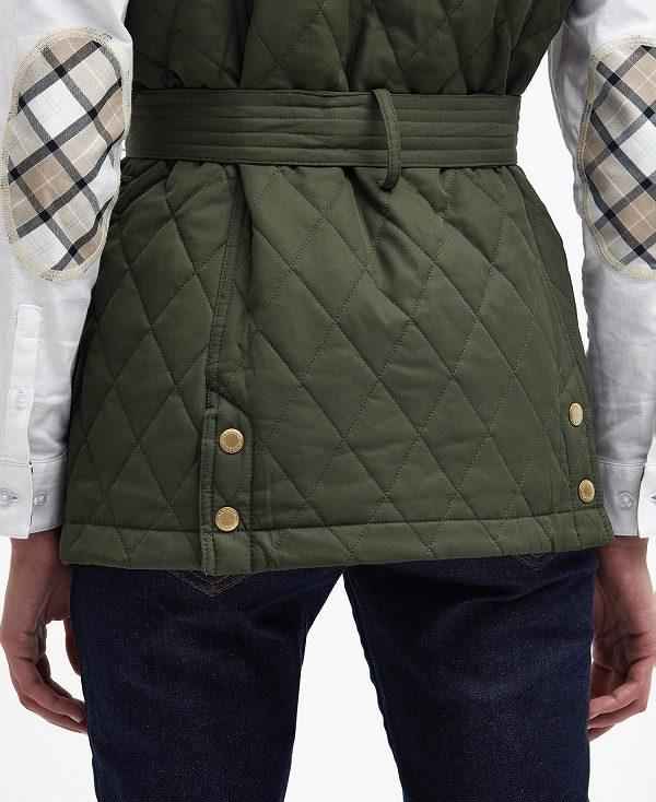 Barbour Lily Belted Gilet Olivengrøn | BABO89444