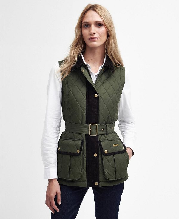 Barbour Lily Belted Gilet Olivengrøn | BABO89444