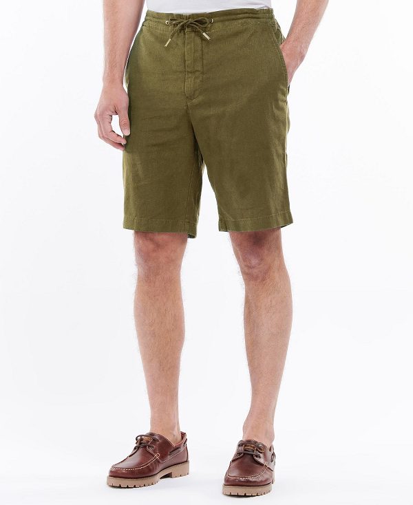 Barbour Linen Cotton Mix Shorts Grøn | BABO88741