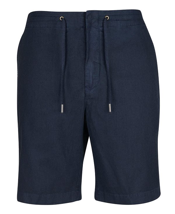 Barbour Linen Cotton Mix Shorts Mørkeblå | BABO88750