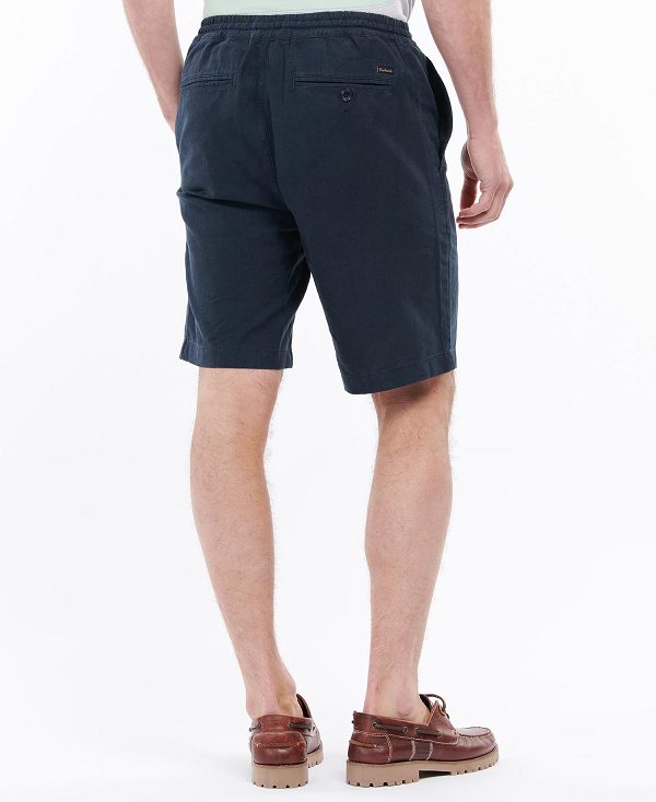 Barbour Linen Cotton Mix Shorts Mørkeblå | BABO88750