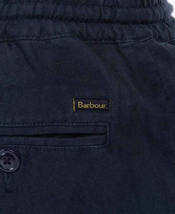 Barbour Linen Cotton Mix Shorts Mørkeblå | BABO88750