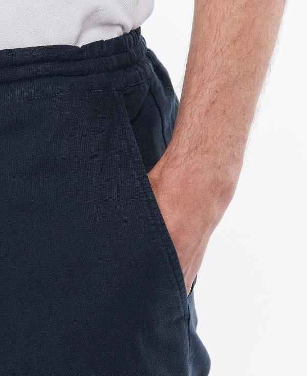 Barbour Linen Cotton Mix Shorts Mørkeblå | BABO88750