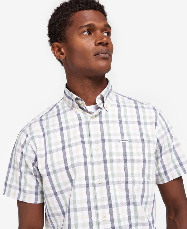 Barbour Longstone Tailored Short-sleeved Shirt Hvide | BABO87613