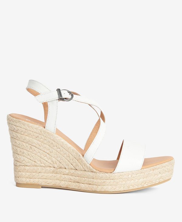 Barbour Lucia Espadrille Wedges Hvide | BABO89890