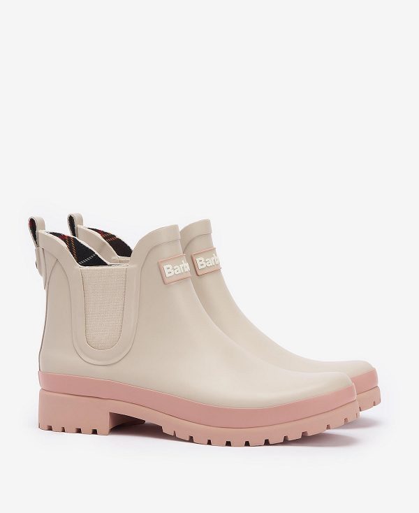 Barbour Mallow Wellingtons Hvide Lyserød Rød | BABO89942