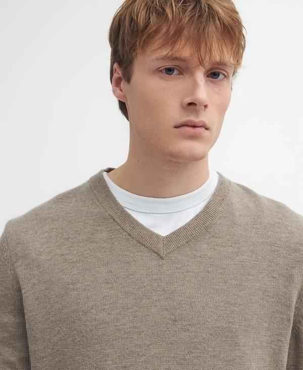 Barbour Marlow V-neck Jumper Beige | BABO88677