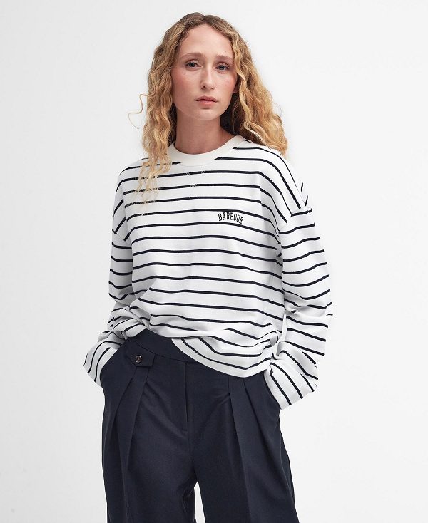 Barbour Marnie Striped Sweatshirt Mørkeblå | BABO89804