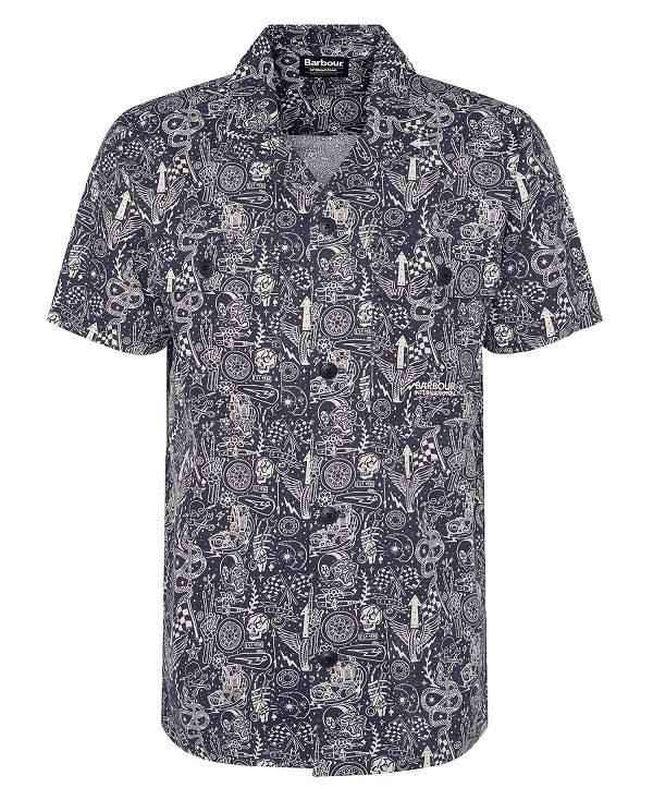 Barbour Mitchel Regular Short-sleeved Shirt Mørkeblå | BABO87785