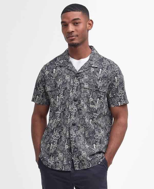 Barbour Mitchel Regular Short-sleeved Shirt Mørkeblå | BABO87785