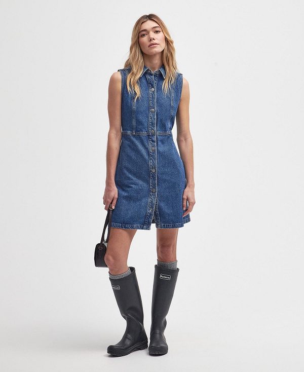 Barbour Molly Denim Mini Dress Blå | BABO89621