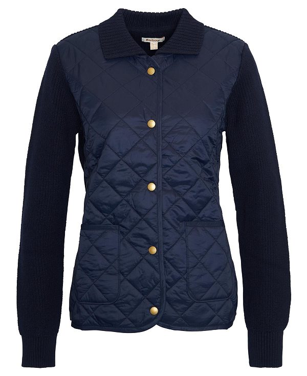 Barbour Moors Quilted Cardigan Mørkeblå | BABO89719