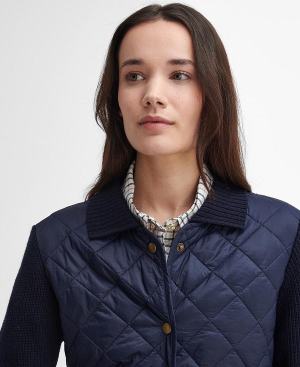 Barbour Moors Quilted Cardigan Mørkeblå | BABO89719