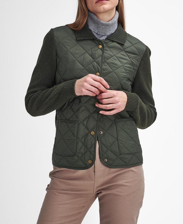 Barbour Moors Quilted Cardigan Olivengrøn | BABO89718