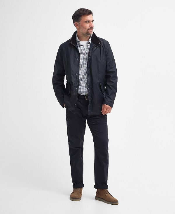 Barbour Mowden Waxed Jacket Mørkeblå | BABO87207