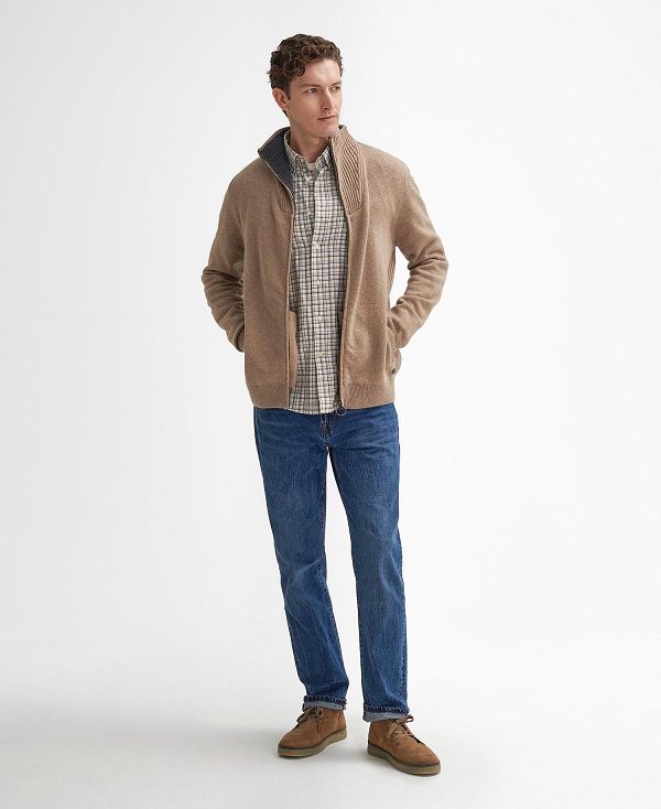 Barbour Nelson Essential Full-zip Jumper Beige | BABO88667