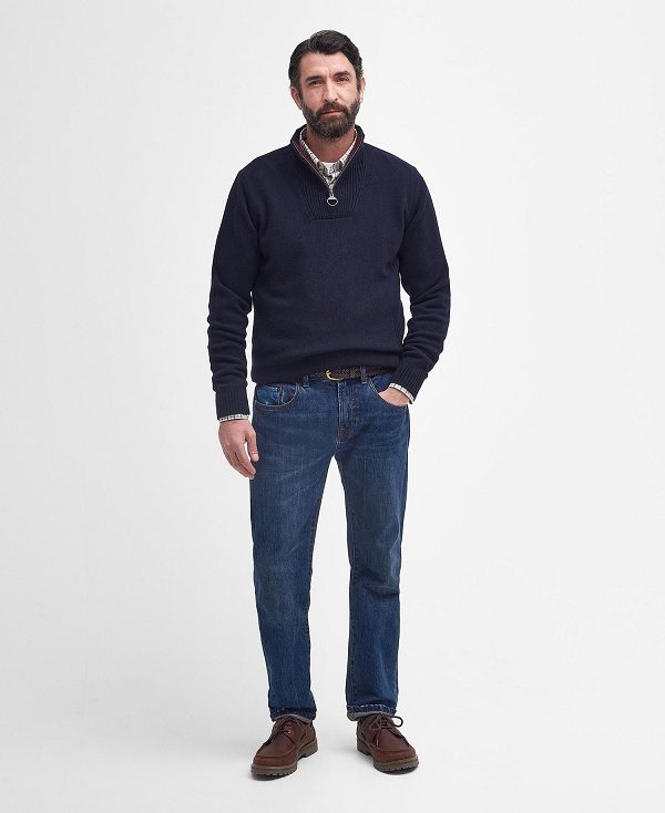 Barbour Nelson Essential Half-zip Jumper Mørkeblå | BABO88572