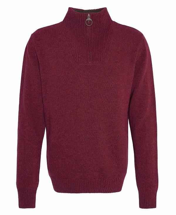 Barbour Nelson Essential Half-zip Jumper Bordeaux | BABO88668