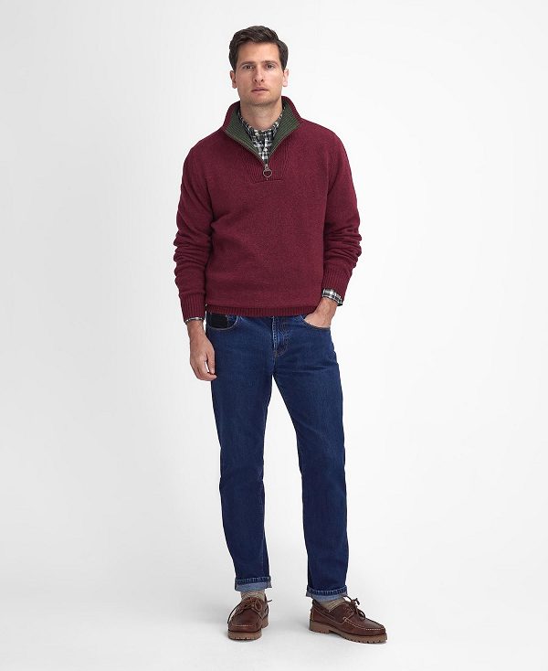 Barbour Nelson Essential Half-zip Jumper Bordeaux | BABO88668