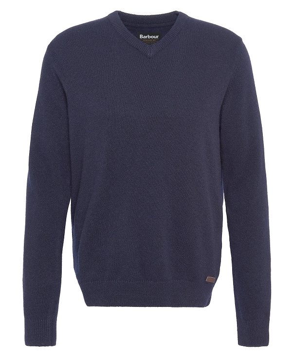 Barbour Nelson Essential V Neck Jumper Mørkeblå | BABO88547