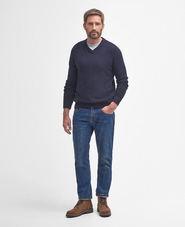 Barbour Nelson Essential V Neck Jumper Mørkeblå | BABO88547