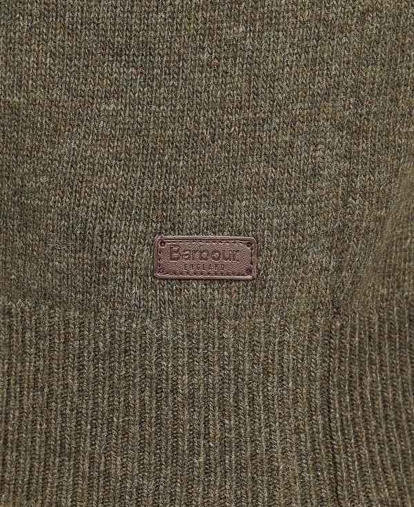 Barbour Nelson Essential V Neck Jumper Olivengrøn | BABO88515