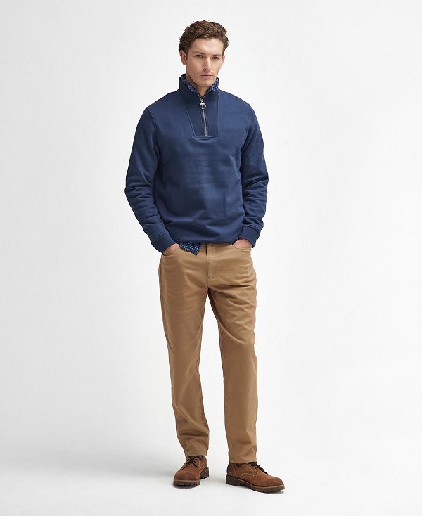 Barbour Nelson Half-zip Sweatshirt Mørkeblå | BABO88679