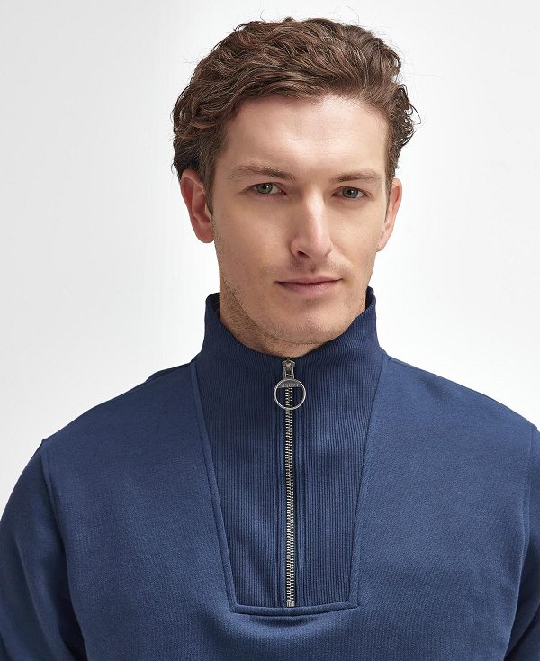 Barbour Nelson Half-zip Sweatshirt Mørkeblå | BABO88679