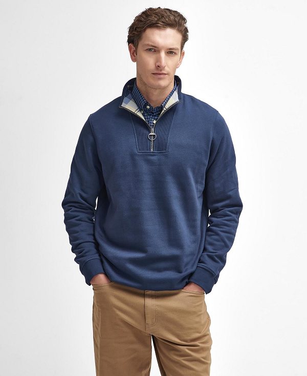 Barbour Nelson Half-zip Sweatshirt Mørkeblå | BABO88679