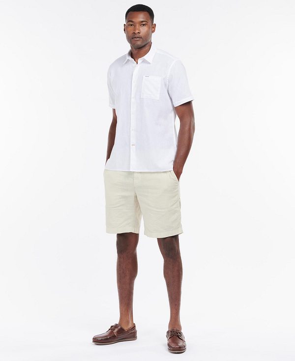 Barbour Nelson Regular Short-sleeved Shirt Hvide | BABO87629