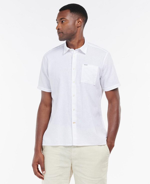 Barbour Nelson Regular Short-sleeved Shirt Hvide | BABO87629