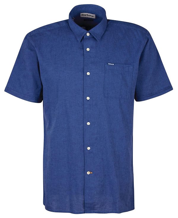 Barbour Nelson Regular Short-sleeved Shirt Mørkeblå | BABO87634